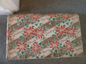 Vintage 1960s Merry Christmas Greetings Empty Gift Box 41x24 x3.5cms Collectible - Picture 1 of 14