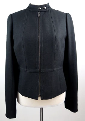 Chaqueta Moto Ann Taylor Tweed Lana Virgen Negra Talla 4 Foto 1 de 4