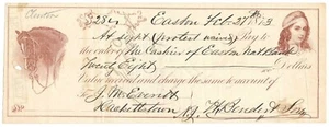 1873 Easton sight draft, Best Friend horse vignette - Picture 1 of 4