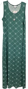 Abito lungo a colonna DANI Lularoe XL verde scuro bianco delicato maglia floreale nuovo con etichette - Foto 1 di 11