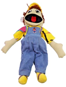 VTG Life-like Homemade Hand Puppet Little Boy Bid Overalls & Cap 18"in Tall - Picture 1 of 6
