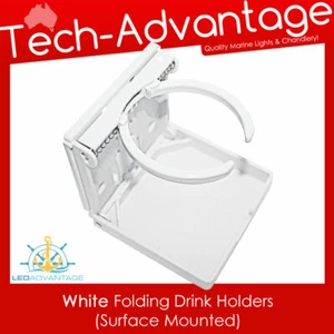 Boat WHITE Surface Mounted Adjustable 65mm-80mm Folding Cans/Bottle/Drink Holder - Bild 1 von 2