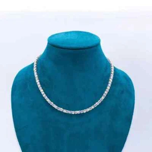16Ct Round Lab Created Diamond Women's Tennis Necklace 14K White Gold Plated 18" - Picture 1 of 5
