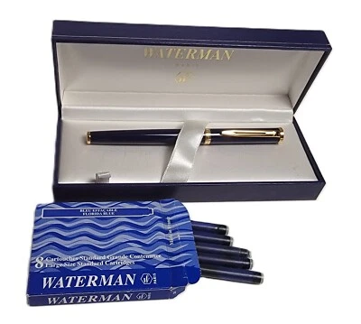 Pluma Estilográfica Waterman Preface Azul Marino Oro 18k M Nueva en Caja, Tinta, Foto 1 de 4