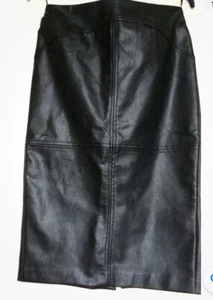 OASIS Black Faux Leather Pencil Skirt UK Size 10 BNWT - Picture 1 of 3