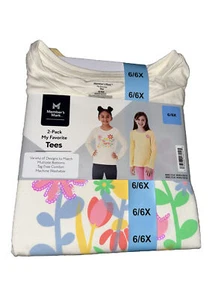 Member's Mark Girl's 2-Pack My Favorite Tag Free Comfort Long Sleeve Tees 6/6X - Picture 1 of 2