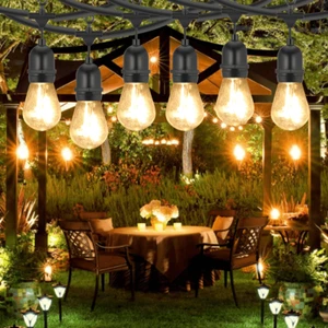HEAVY DUTY FESTOON E27 IP65 WATERPROOF LED OUTDOOR GARDEN STRING LIGHTS 98FT - Picture 1 of 16