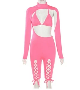 NEW Women Bandage Sexy Cleavege Bra Mock Neck Backless Party  Short Jumpsuit #H - Picture 1 of 13