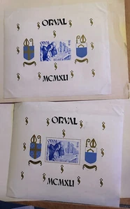 2 STAMPS - BELGIUM 1941 - ORVAL ABBEY MINI SHEETS - PERFORATED & UNPERFORATED - Picture 1 of 1