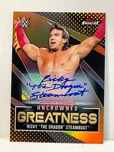 2021 TOPPS FINEST WWE RICKY "THE DRAGON" STEAMBOAT AUTO #/25 ORANGE REF #17/25