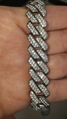 VETEMENTS Collana girocollo cubic zirconia maglia catena diamante bling 17"