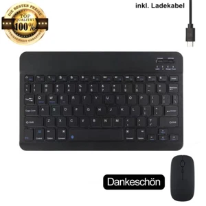 Bluetooth tastatur Deutsch kabellos für Windows Linux PC Mac IOS, Android - Bild 1 von 12