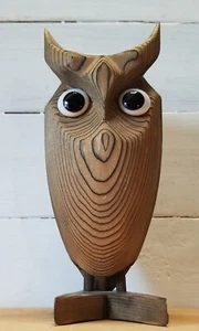 Cryptomeria Wood Owl Glass Eyes READ - Picture 1 of 11