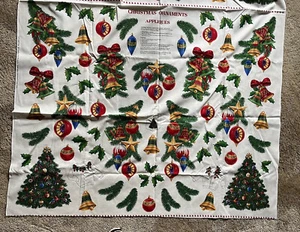 Vintage Fabric Concord Panel Christmas Trees & Ornaments To Appliqués - Picture 1 of 5