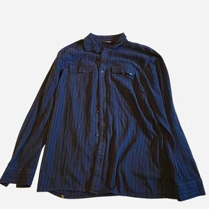 VANS Men’s XL Navy Blue Long Sleeve Button-up Shirt 100% Cotton - Picture 1 of 10