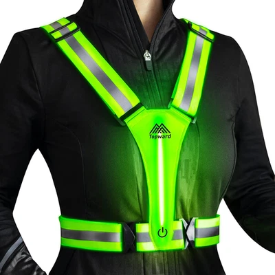 USB Rechargeable LED Safety Vest - High Vis Reflective Gear for Night Running  - Image 1 of 4