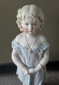 Antiker Gebrüder Heubach (?) Biskuit Porzellan Figur Klavier Baby süßes Mädchen 1880 - Bild 1 von 10