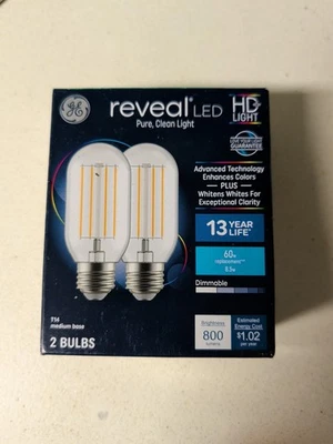 GE Reveal 60 -Watt EQ Color-enhancing Dimmable LED Decorative Light Bulb 2 Pack - Image 1 of 4