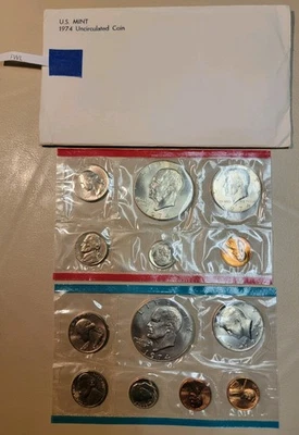 1974 US Mint Set Original Government Pack UNC 13 Coins - Image 1 of 2