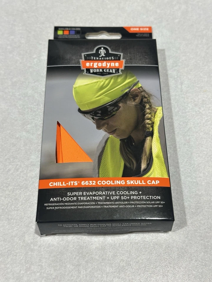 Ergodyne Chill-Its 6632 Cooling Skull Cap One Size Orange - 6 per PK - 12688