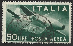 Italia, Scott #C113, aereo 50l e mani chiuse, usato - Foto 1 di 1