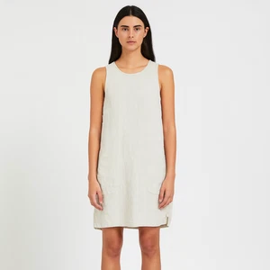 Elka Collective Dress AUS 6 US2 Mini Beige Linen Sleeveless Pockets Shift - Picture 1 of 6