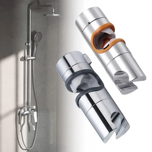 Universal Adjustable Shower Rail Head Slider Holder Base Bracket Chrome ABS - Foto 1 di 12
