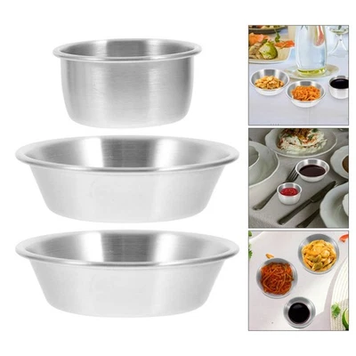  Set di 3 tazze per salsa in acciaio inossidabile Ciotole per immersione Piatti - Immagine 1 di 4