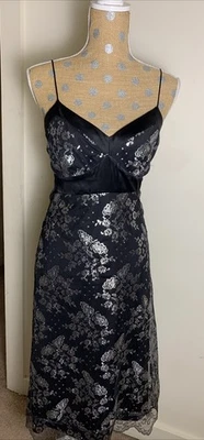 Vestido Babydoll Y2K De Colección Betsey Johnson Sin Mangas Oscuro Romántico Talla 8 Caprichoso Encaje Foto 1 de 4