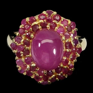 925 Sterling Silver Ring Oval Ruby 10x9mm Natural Gemstone Jewelry Size 9 - Picture 1 of 14
