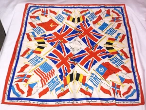 Vintage Seidentuch There'll Always Be An England mit Flaggen aus anderen Nationen - Bild 1 von 6