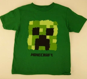 Minecraft Creeper Paint Splat Boys T-shirt Size XS 4-5 Green 100% Cotton - Picture 1 of 5