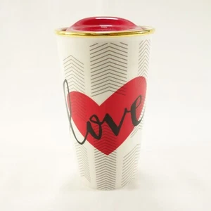 Taza de café de cerámica Starbucks Red Heart Love 2014 día de San Valentín vaso 12 OZ - Imagen 1 de 9