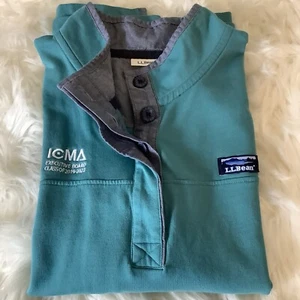 LL Bean 1/4 Button Women’s Teal Long Sleeve Blue Pullover X-Large ICMA Exec Brd - Picture 1 of 10