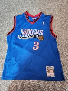 76ers Allen Iverson, Mitchell & Ness, 1999-00 Authentic Jersey Mens Xl Blue  - Picture 1 of 4