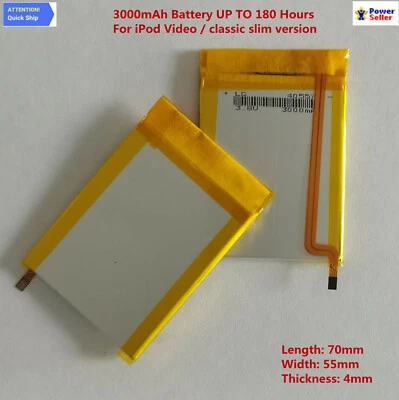 Atualização de bateria 3000mAh substituição para iPod Classic 6 6.5 7 vídeo 5 5.5 fino* - Imagem 1 de 4