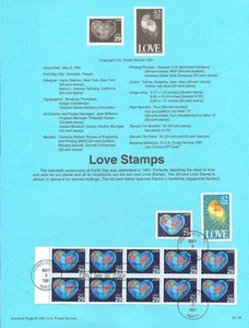 #9119 29c & 52c Love Stamps #2535/2537 USPS Souvenir Page - Picture 1 of 1