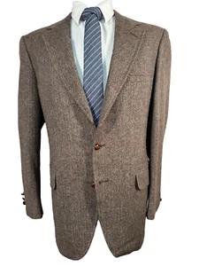 JOHNNY CARSON Hombres Marrón ESPIGA TWEED Lana Abrigo Deportivo Blazer Chaqueta 42R - Imagen 1 de 10
