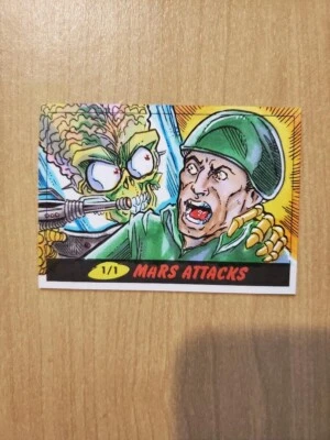 2021 Topps Mars Attacks Uprising HERITAGE sketch card 1/1 artist unknown - Image 1 of 2