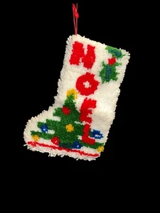 Vintage - Latch Hook NOEL Christmas Stocking Homemade - Picture 1 of 7
