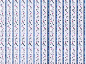 Dolls House Wallpaper Pastable Matte Blue Stripe Floral 1:12th Landscape A4 - Picture 1 of 2