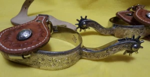 USATI Western Sterling Silver Show Spurs #SP-2504 con Cinghie Spurs - Foto 1 di 7
