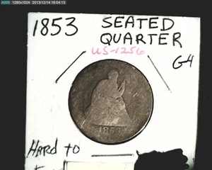 1853 US Seated Liberty, Average Cir Grade .18084 oz Silver Coin (US-1256) - Picture 1 of 2