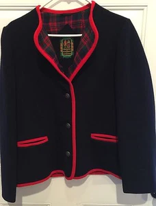Trachten aus Osterreich von mackintosh Jacket Size 14 Navy Blue w/ Red Trim VTG - Picture 1 of 10