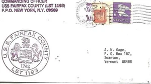 FAIRFAX COUNTY (LST-1193) 27 April 1972? Ships Crest Cachet - Picture 1 of 1