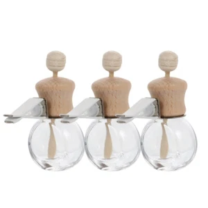 3pz Bottiglia Profumo Auto Oli Essenziali Bottiglia Intaglio Legno Diffusore Clip - Foto 1 di 12