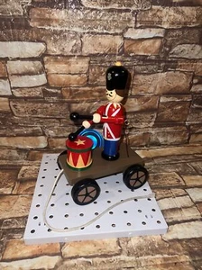 Royal Drumming Soldier On Wheels Handcrafted Wooden Pull-Along Orange Tree Toys - Picture 1 of 11