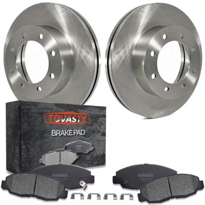 Rotores de freio dianteiros perfurados + pastilhas de freio para 2010 Ford F-250 F-350 Super Duty SD - Imagem 1 de 4