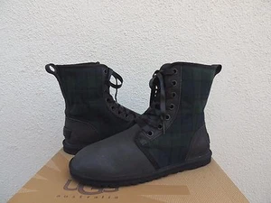 UGG JAXEN BLACK PLAID WOOL LINED LACE-UP ANKLE BOOTS, WOMEN US 7/ EUR 38 ~NEW - Picture 1 of 6