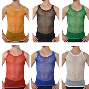 Herren Premium Tank Top Baumwolle Mesh Netz String Weste Größen S-3XL - Bild 1 von 21